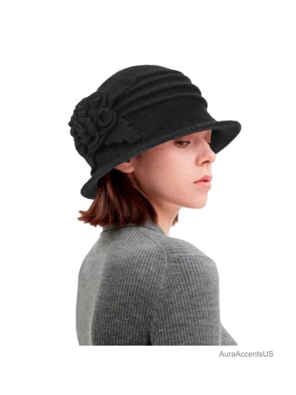 Wool Cloche Hat for Women Vintage 1920s Winter Crushable